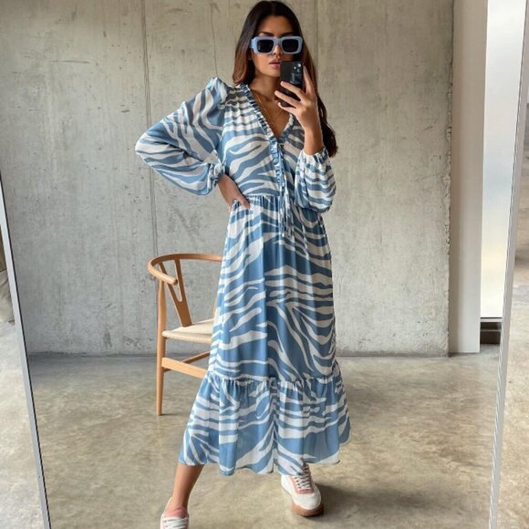 Never Fully Dressed Zebra Print Midi Dress - Picture 1 of 7